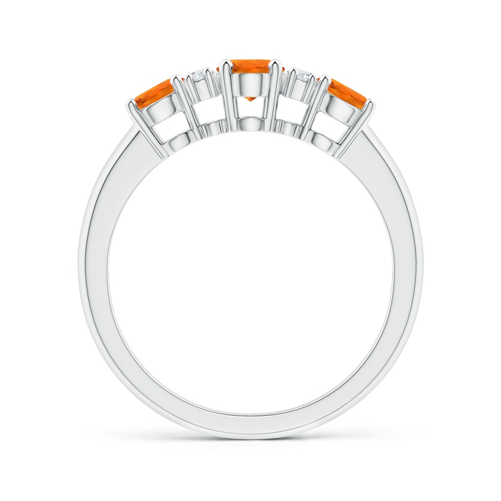 6x4mm AAAA Oval 3 Stone Orange Sapphire Engagement Ring with Diamonds in White Gold - side 199