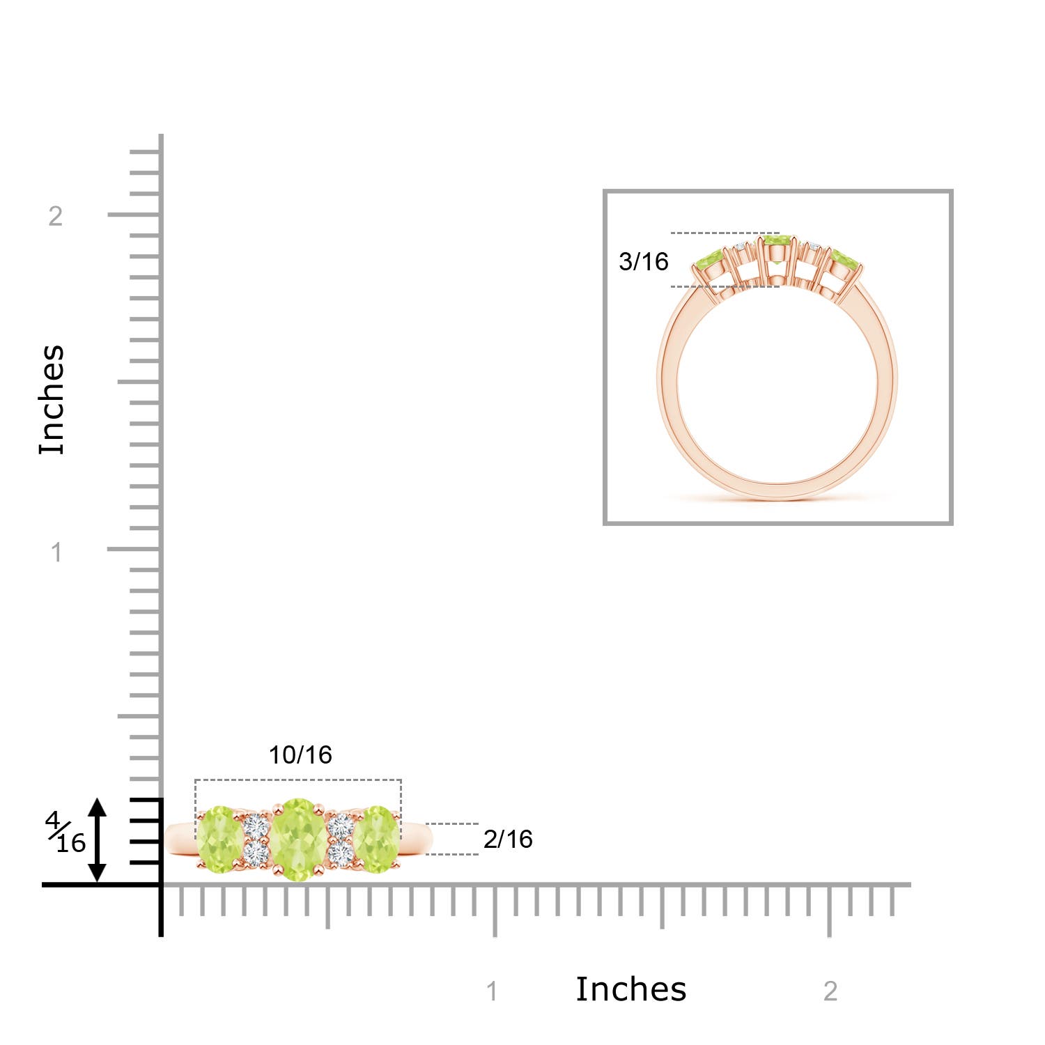 A - Peridot / 1.32 CT / 14 KT Rose Gold