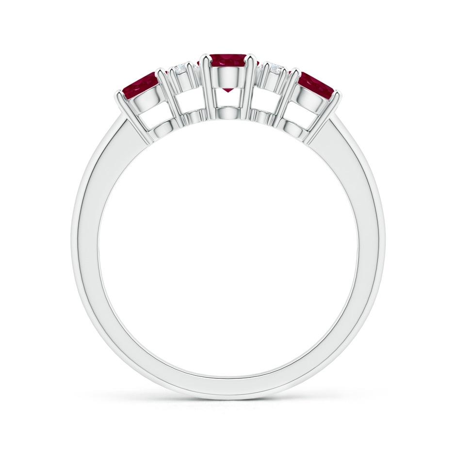 6x4mm A Oval Three Stone Ruby Engagement Ring with Diamonds in P950 Platinum side-1