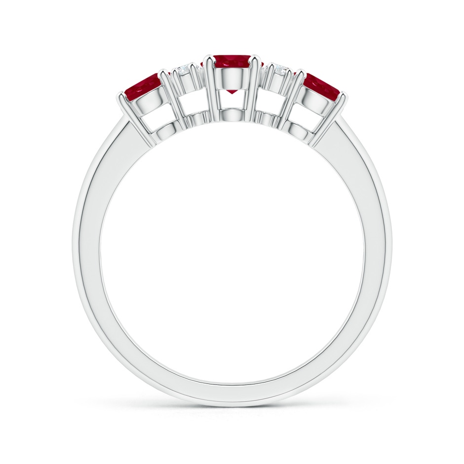 6x4mm AA Oval Three Stone Ruby Engagement Ring with Diamonds in White Gold side-1