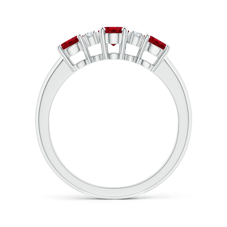 6x4mm AAA Oval Three Stone Ruby Engagement Ring with Diamonds in P950 Platinum side-1