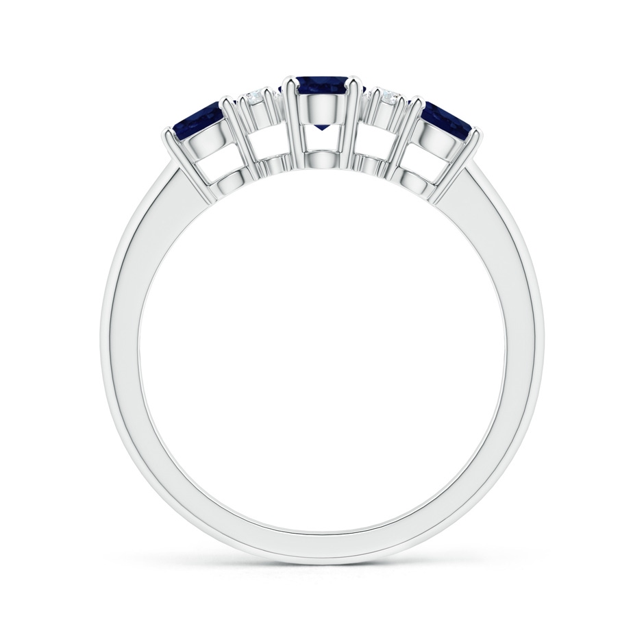 6x4mm A Oval Three Stone Sapphire Engagement Ring with Diamonds in White Gold side-1