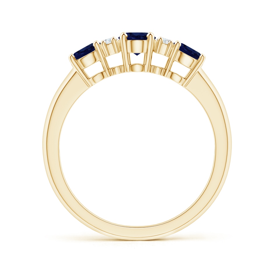 6x4mm A Oval Three Stone Sapphire Engagement Ring with Diamonds in Yellow Gold side-1