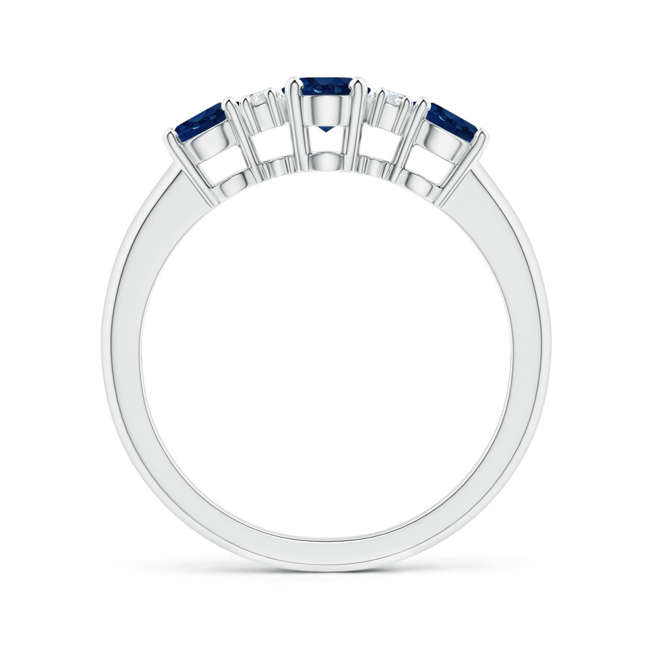 6x4mm AA Oval Three Stone Sapphire Engagement Ring with Diamonds in White Gold side-1