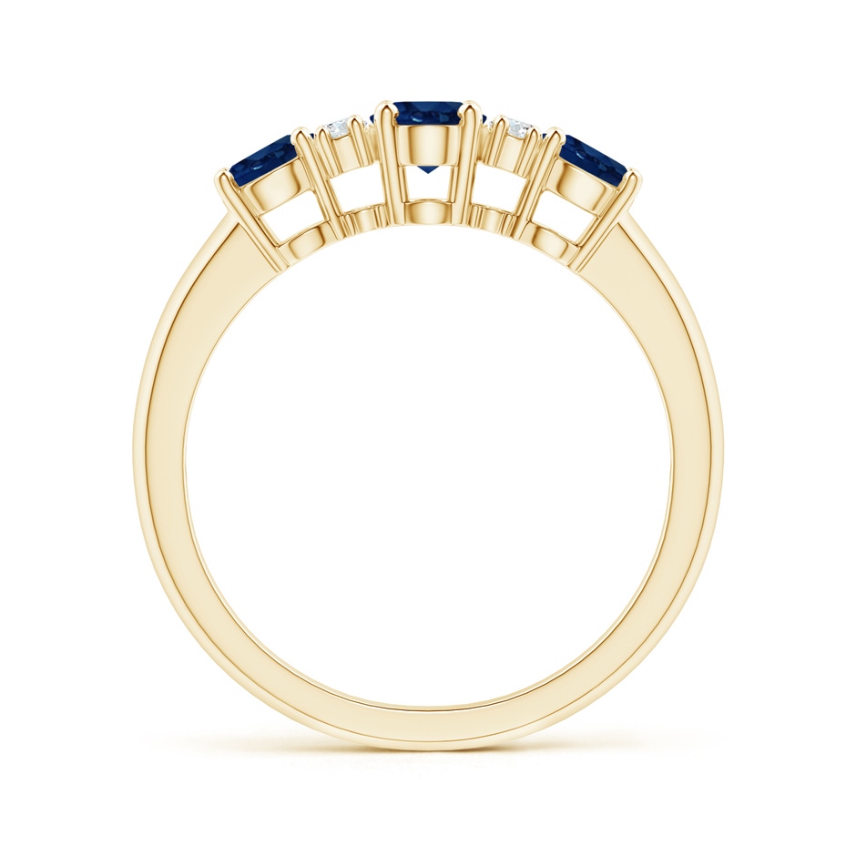 6x4mm AA Oval Three Stone Sapphire Engagement Ring with Diamonds in Yellow Gold side-1