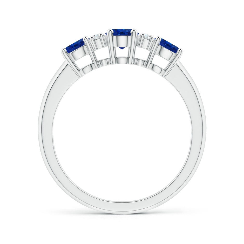 6x4mm AAA Oval Three Stone Sapphire Engagement Ring with Diamonds in P950 Platinum side-1