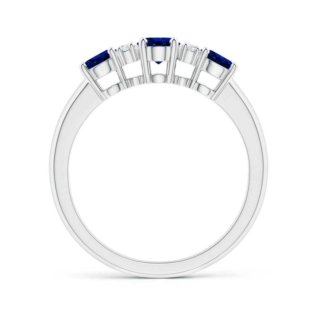 6x4mm AAAA Oval Three Stone Sapphire Engagement Ring with Diamonds in P950 Platinum Side-1