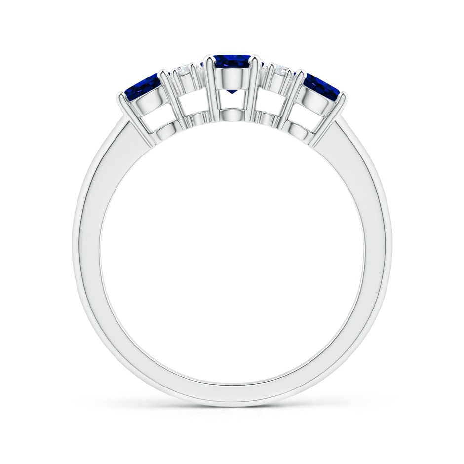 6x4mm Lab-Grown Oval Three Stone Sapphire Engagement Ring with Diamonds in P950 Platinum side-1
