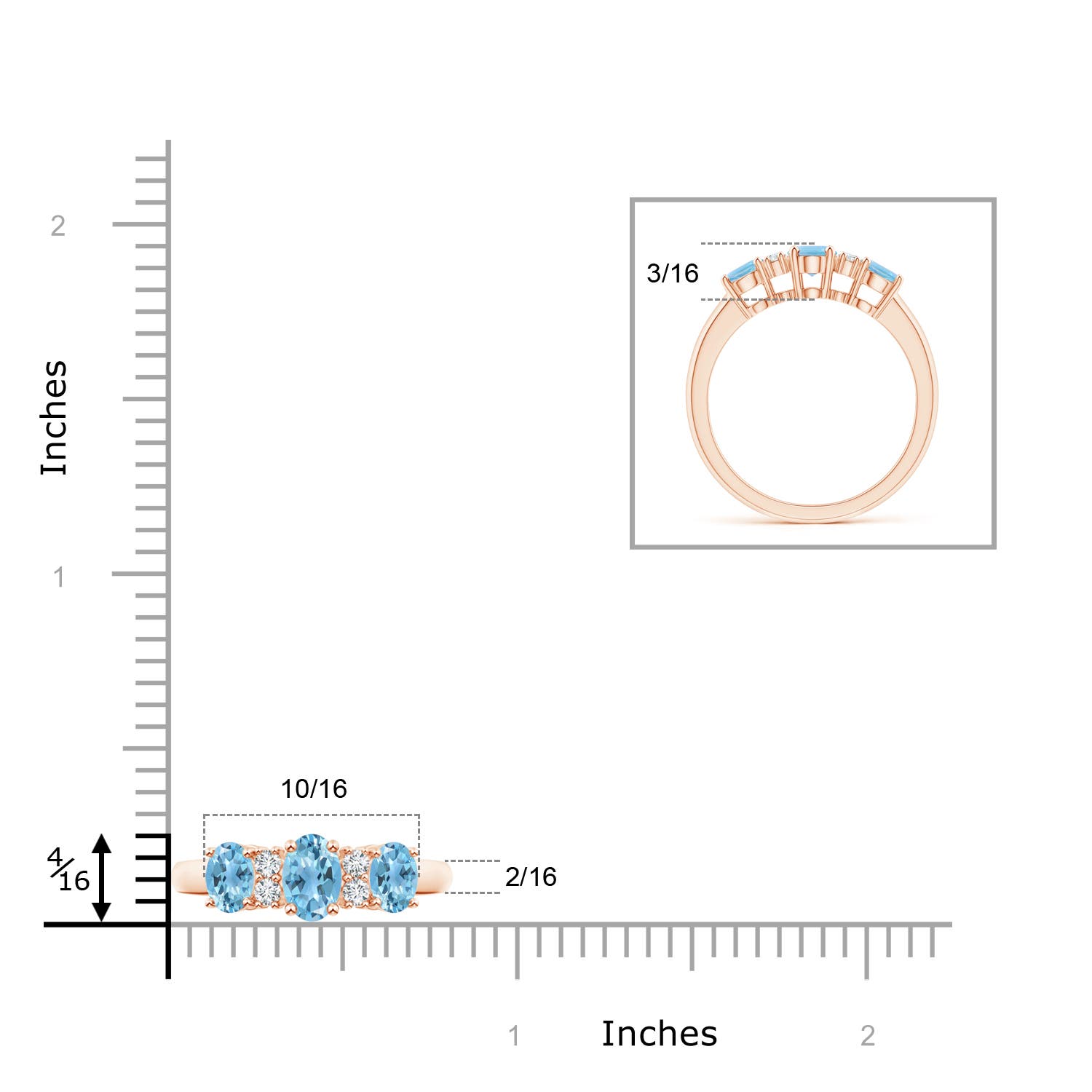 A - Swiss Blue Topaz / 1.42 CT / 14 KT Rose Gold