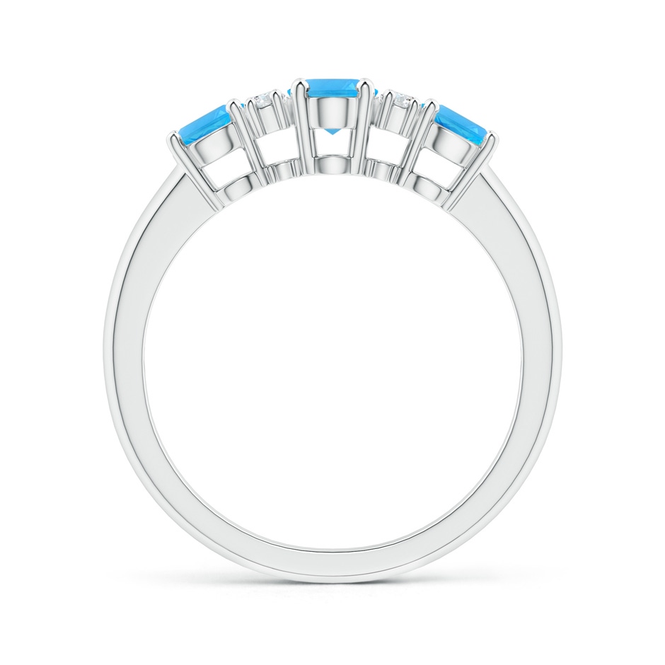 6x4mm AAA Oval Three Stone Swiss Blue Topaz Engagement Ring in White Gold product image