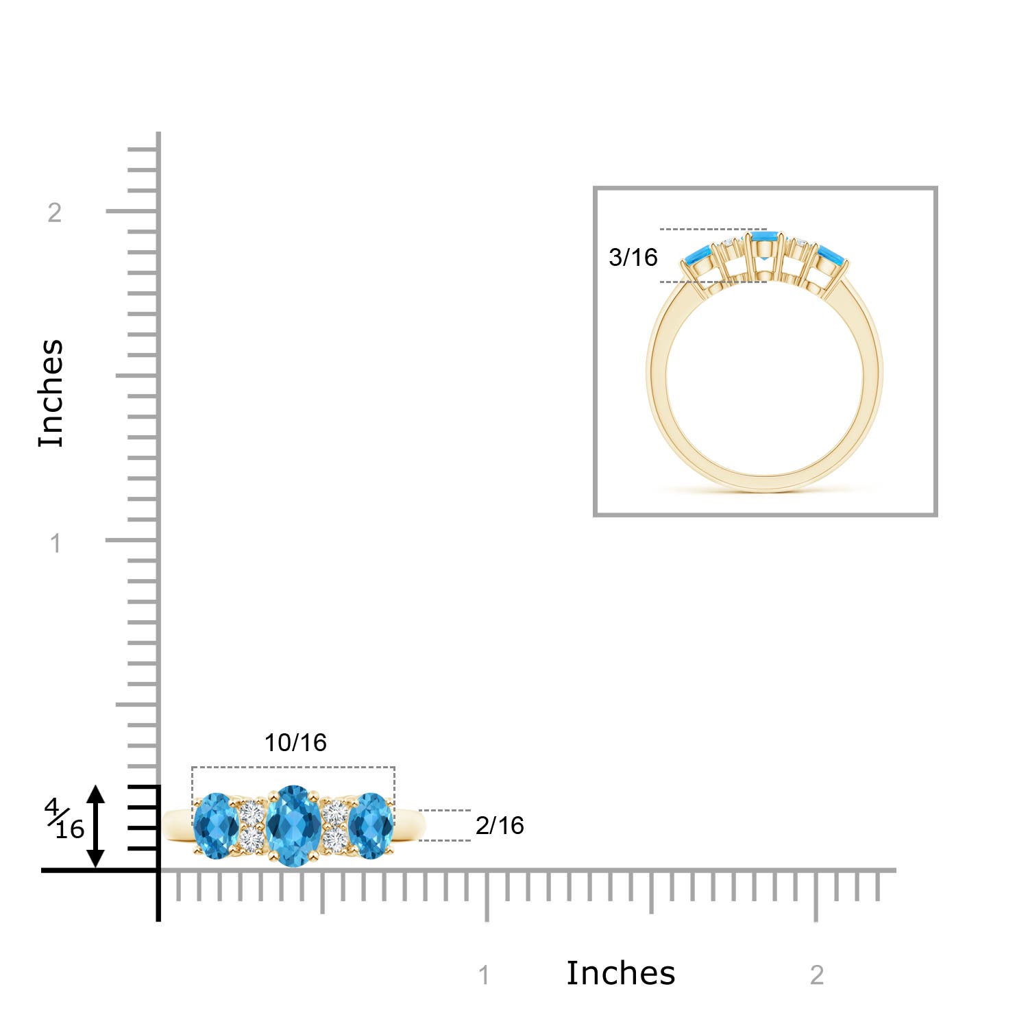 AAA - Swiss Blue Topaz / 1.42 CT / 14 KT Yellow Gold