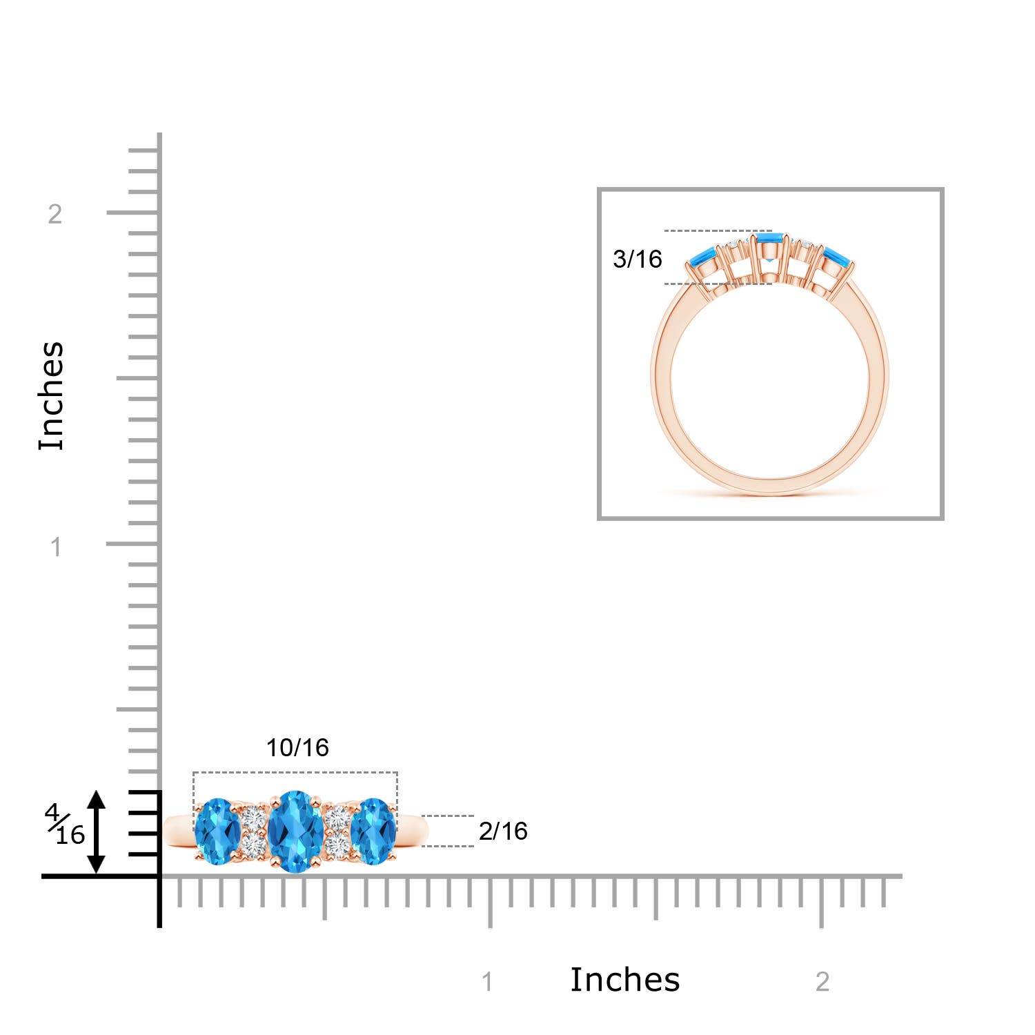 AAAA - Swiss Blue Topaz / 1.42 CT / 14 KT Rose Gold