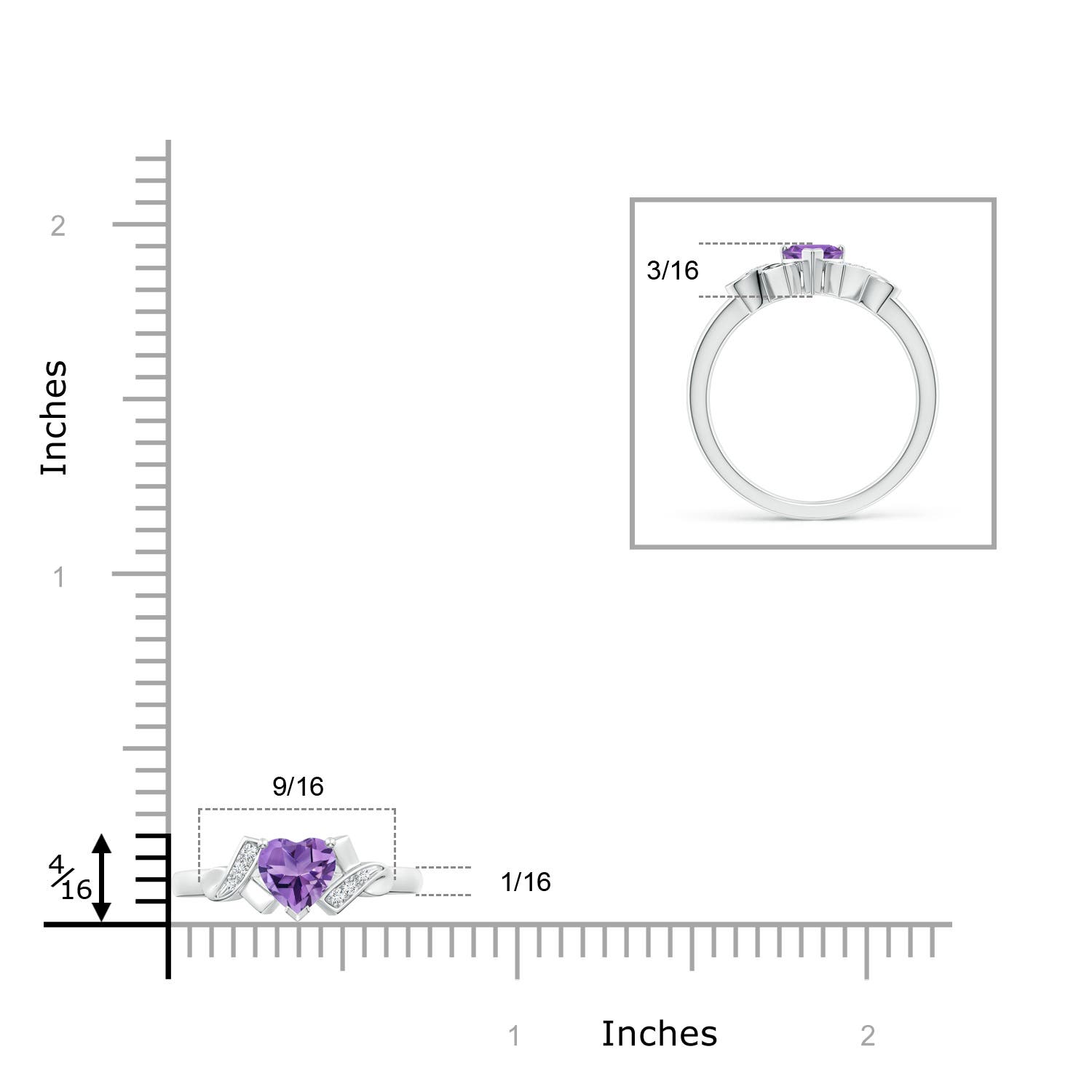 AA - Amethyst / 0.41 CT / 14 KT White Gold