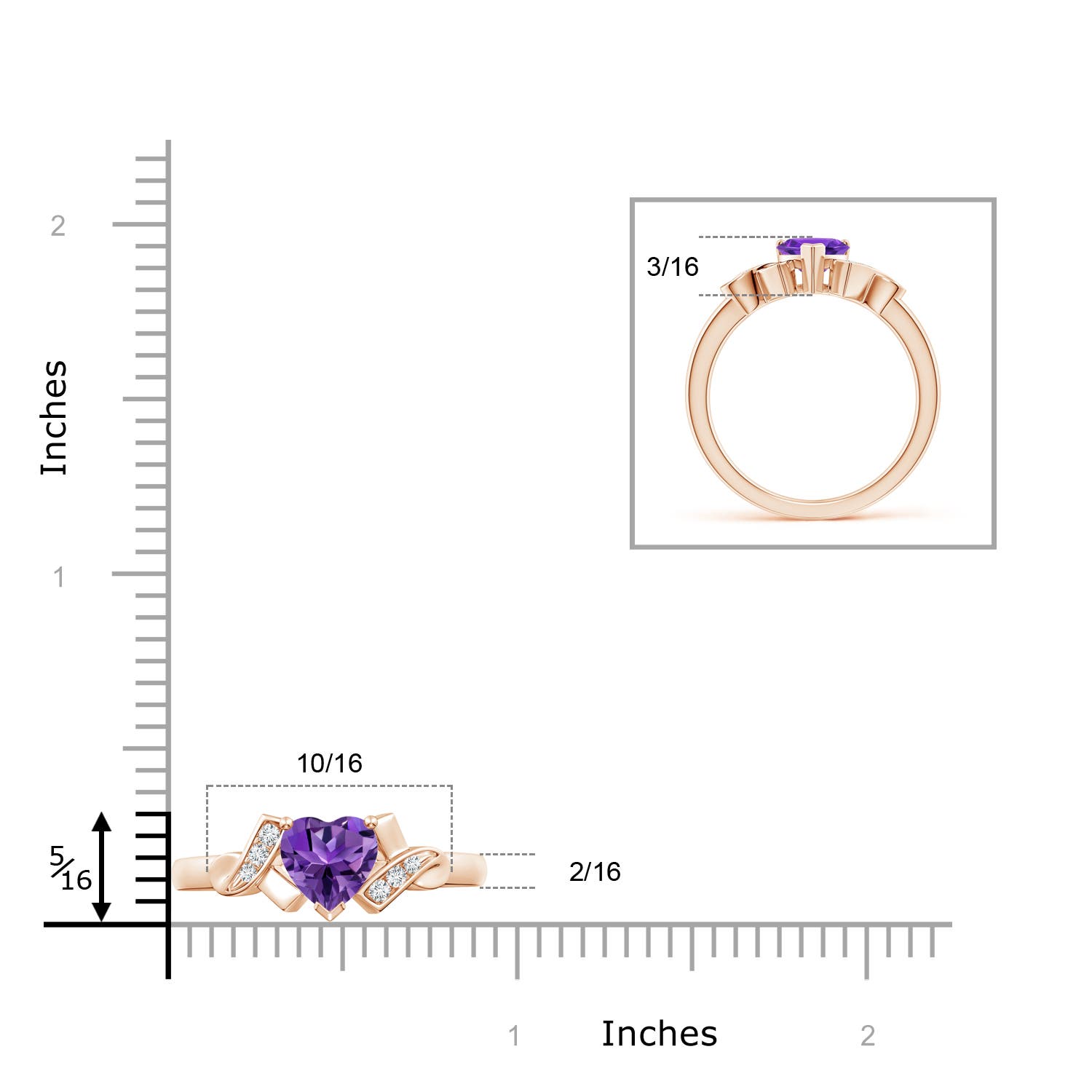 AAAA - Amethyst / 0.76 CT / 14 KT Rose Gold