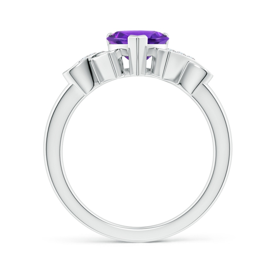 7mm AAAA Solitaire Amethyst Heart Ring with Diamond Accents in White Gold side-1