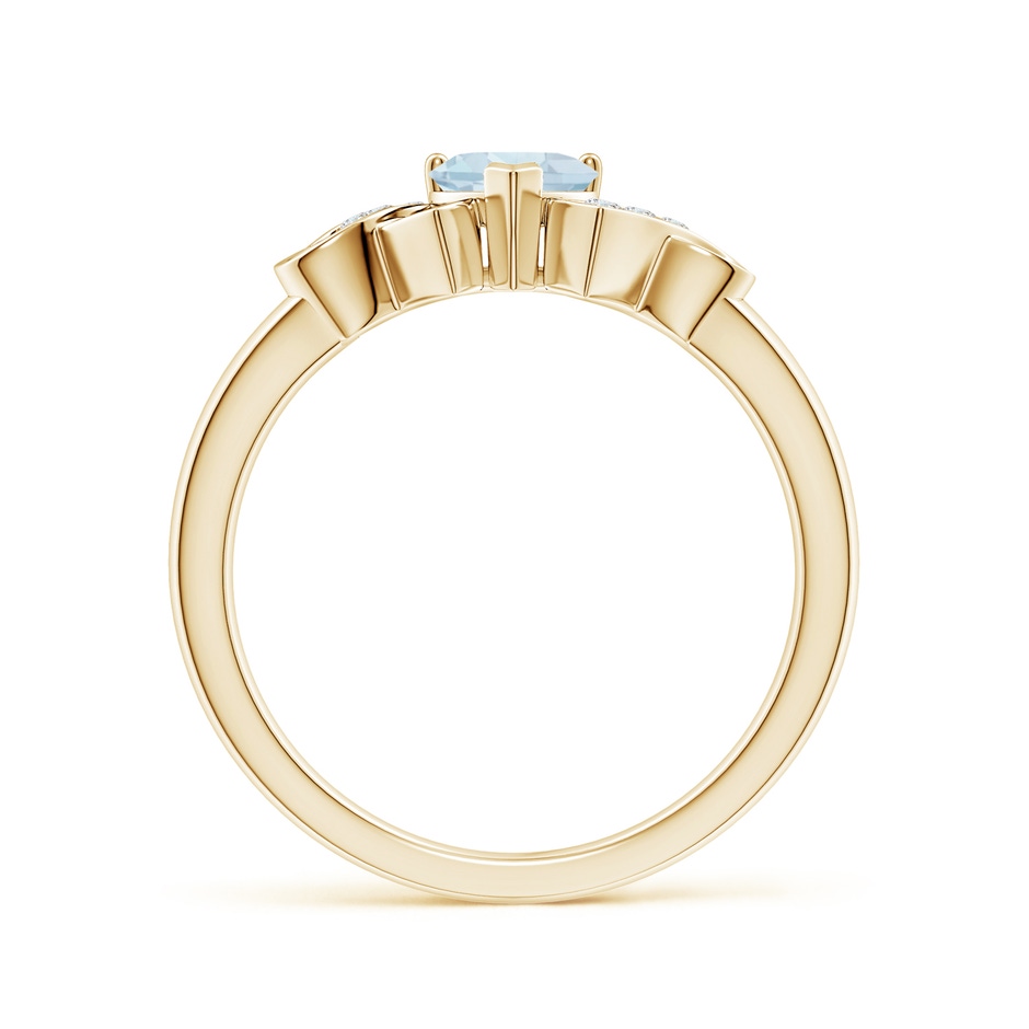 5mm A Solitaire Aquamarine Heart Ring with Diamond Accents in Yellow Gold side-1