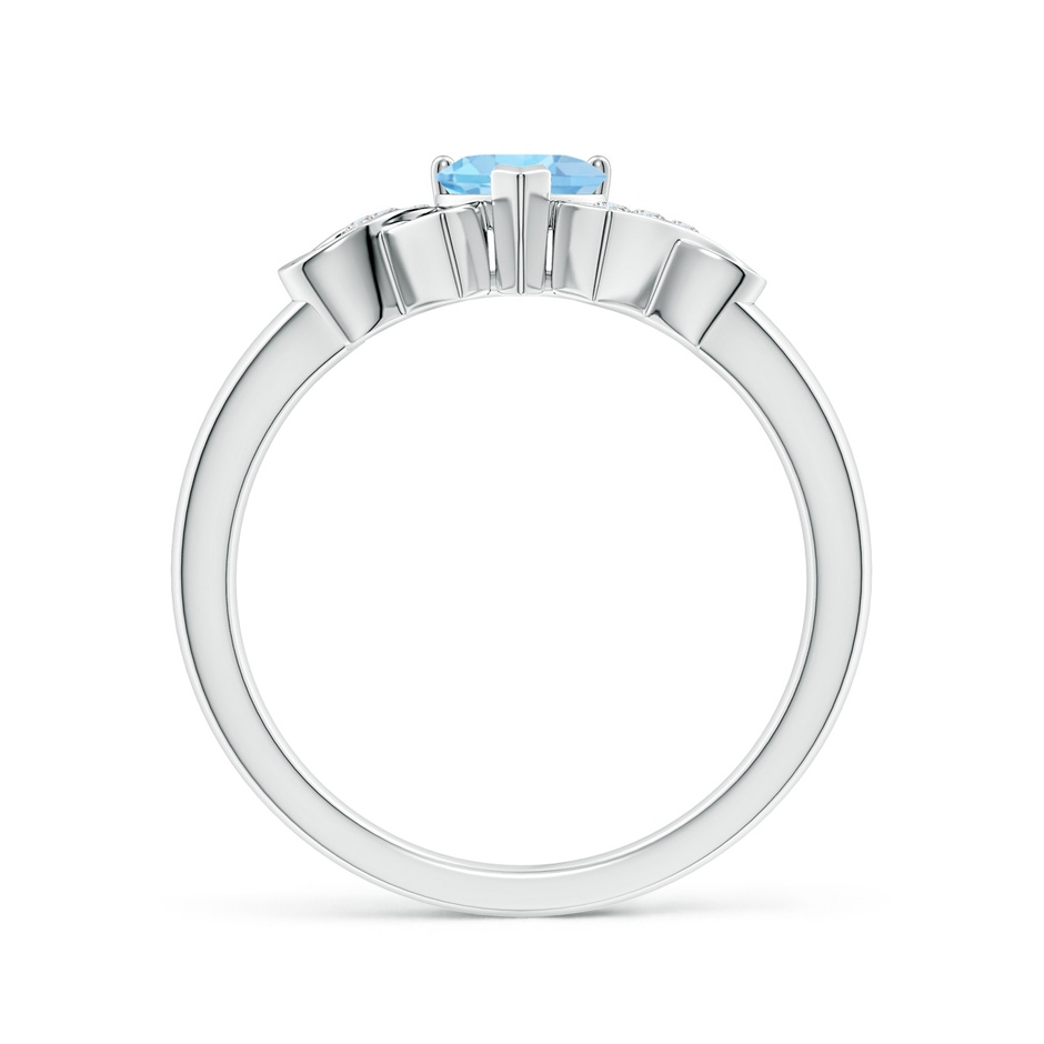 5mm AAA Solitaire Aquamarine Heart Ring with Diamond Accents in White Gold side-1