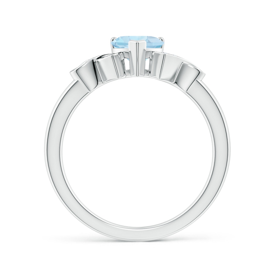 6mm AA Solitaire Aquamarine Heart Ring with Diamond Accents in White Gold side-1
