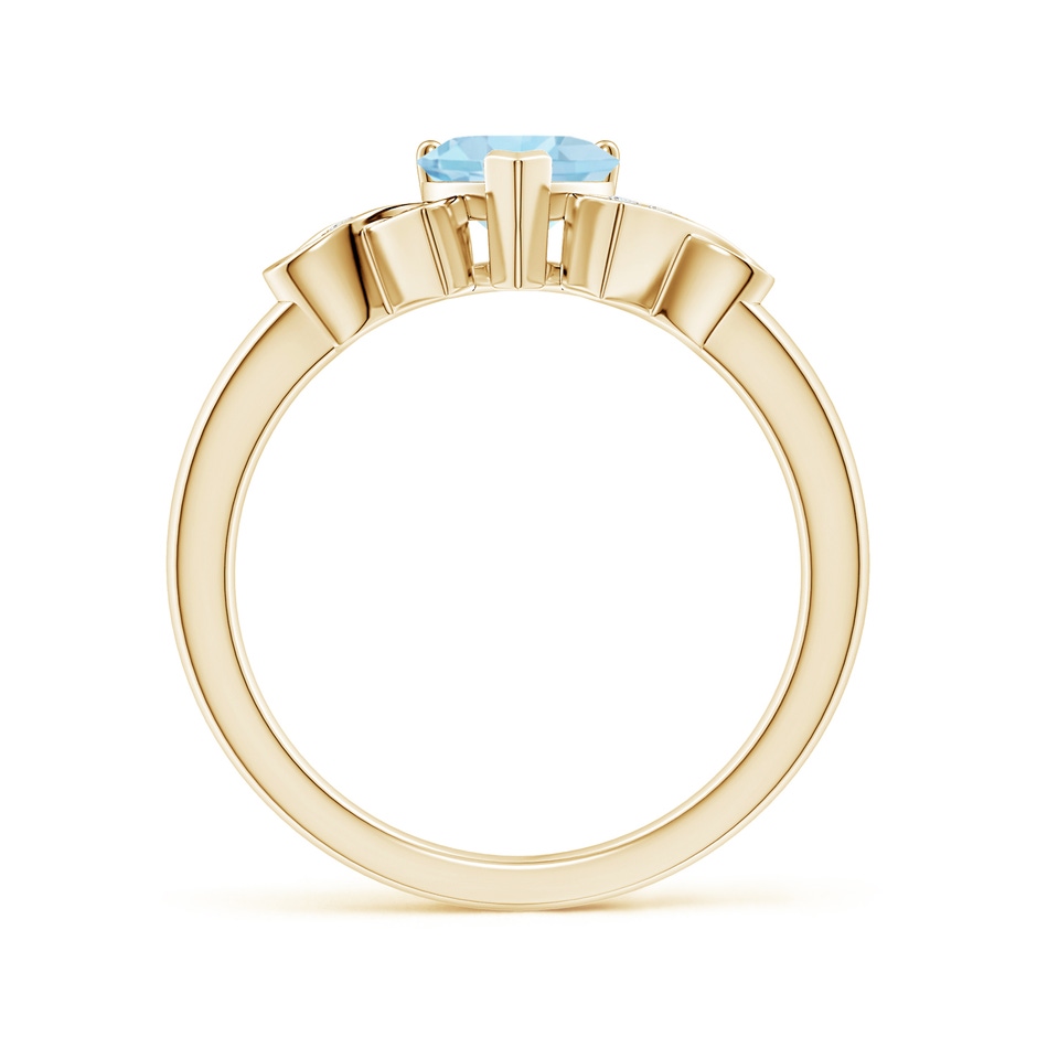 6mm AAA Solitaire Aquamarine Heart Ring with Diamond Accents in Yellow Gold side-1