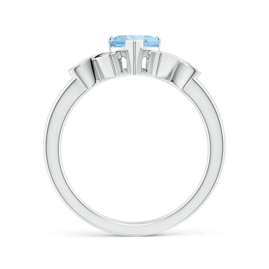 6mm AAAA Solitaire Aquamarine Heart Ring with Diamond Accents in P950 Platinum side-1