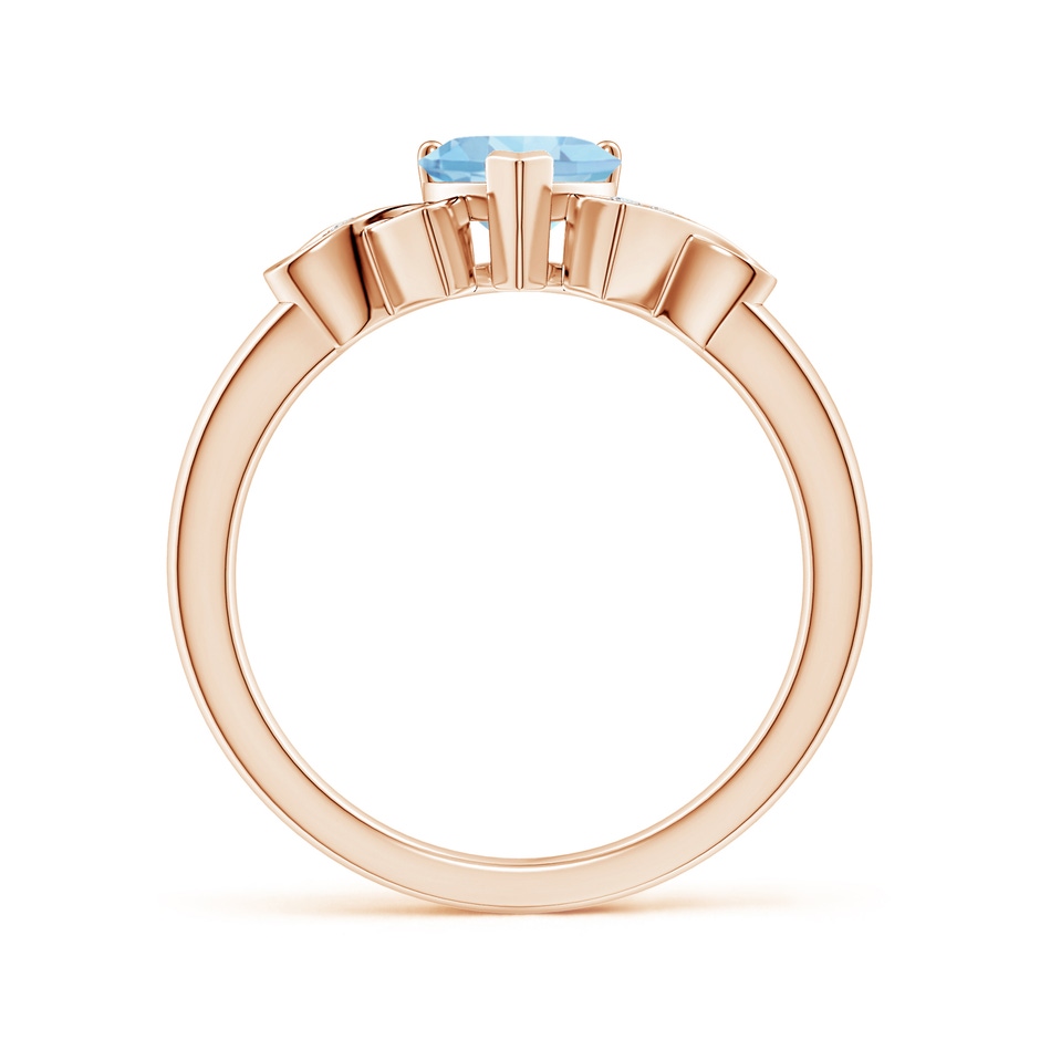 6mm AAAA Solitaire Aquamarine Heart Ring with Diamond Accents in Rose Gold side-1