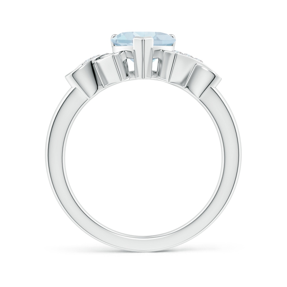 7mm A Solitaire Aquamarine Heart Ring with Diamond Accents in P950 Platinum side-1