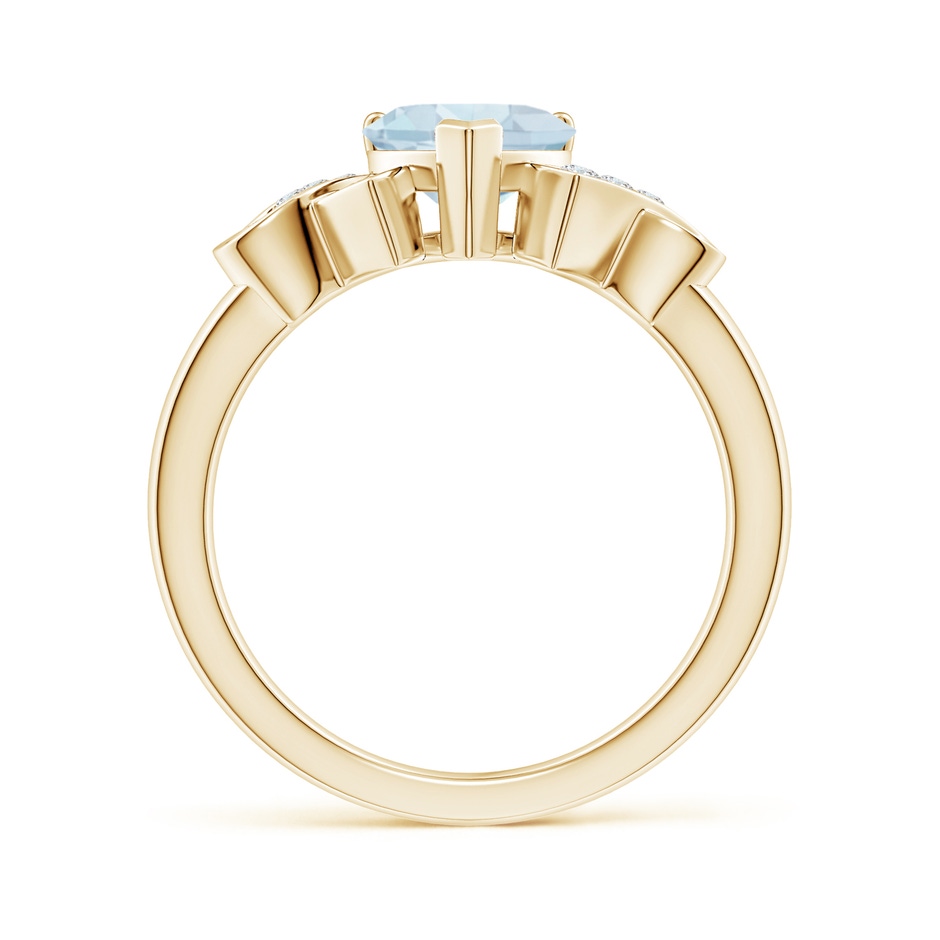 7mm A Solitaire Aquamarine Heart Ring with Diamond Accents in Yellow Gold side-1
