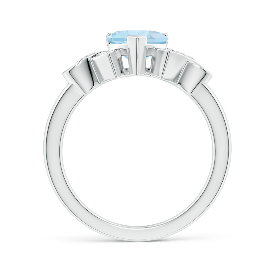 7mm AA Solitaire Aquamarine Heart Ring with Diamond Accents in White Gold side-1