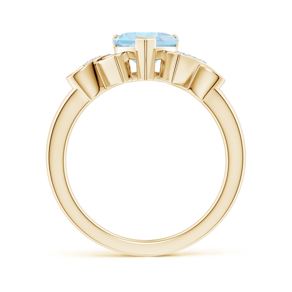 7mm AA Solitaire Aquamarine Heart Ring with Diamond Accents in Yellow Gold side-1