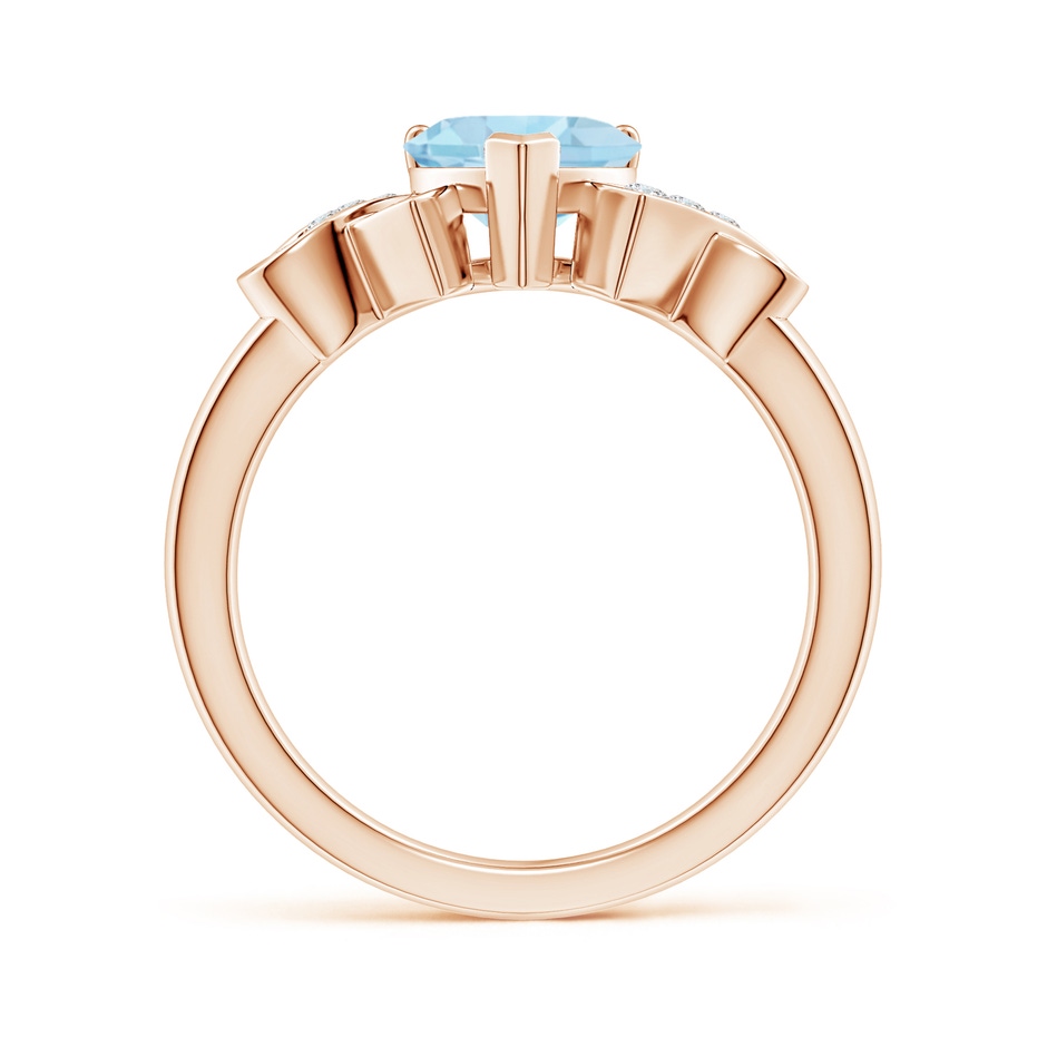7mm AAA Solitaire Aquamarine Heart Ring with Diamond Accents in Rose Gold side-1