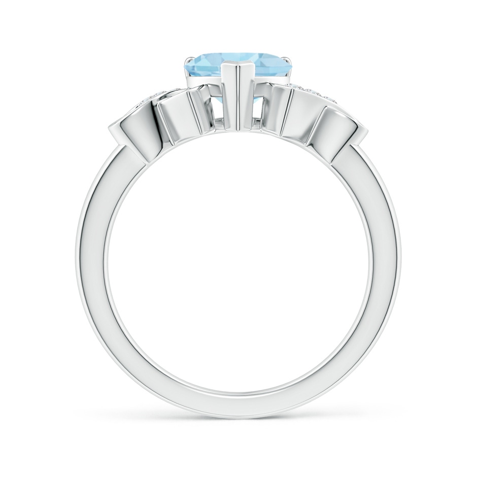 7mm AAA Solitaire Aquamarine Heart Ring with Diamond Accents in White Gold side-1