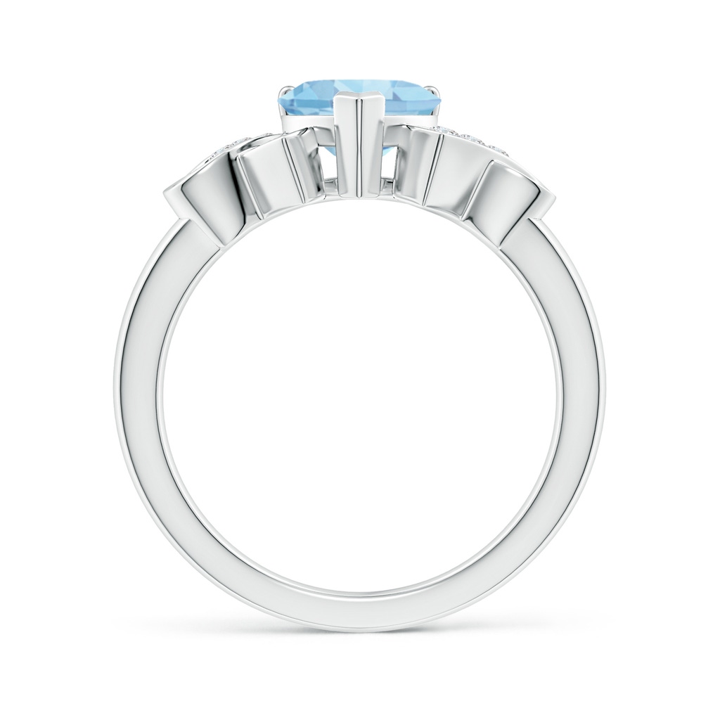 7mm AAAA Solitaire Aquamarine Heart Ring with Diamond Accents in P950 Platinum Side-1