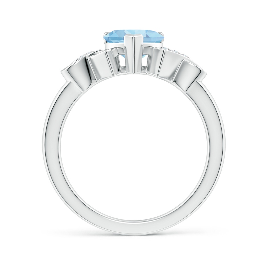 7mm AAAA Solitaire Aquamarine Heart Ring with Diamond Accents in White Gold side-1