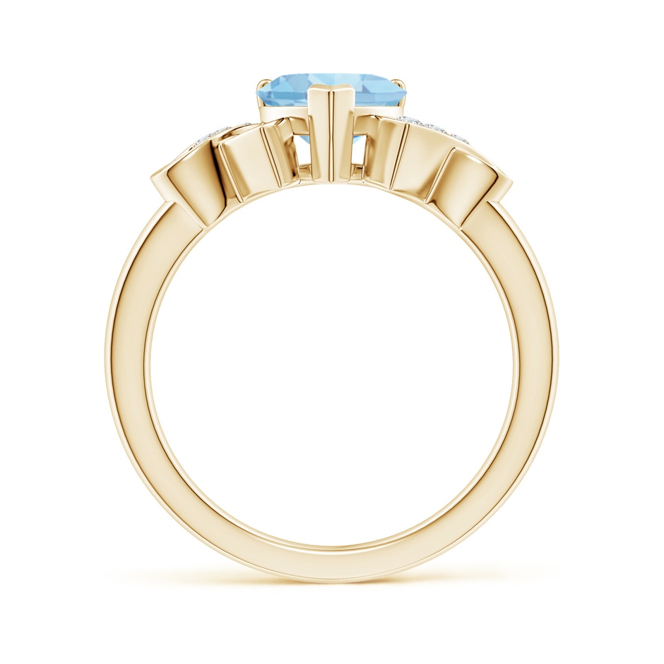 7mm AAAA Solitaire Aquamarine Heart Ring with Diamond Accents in Yellow Gold side-1