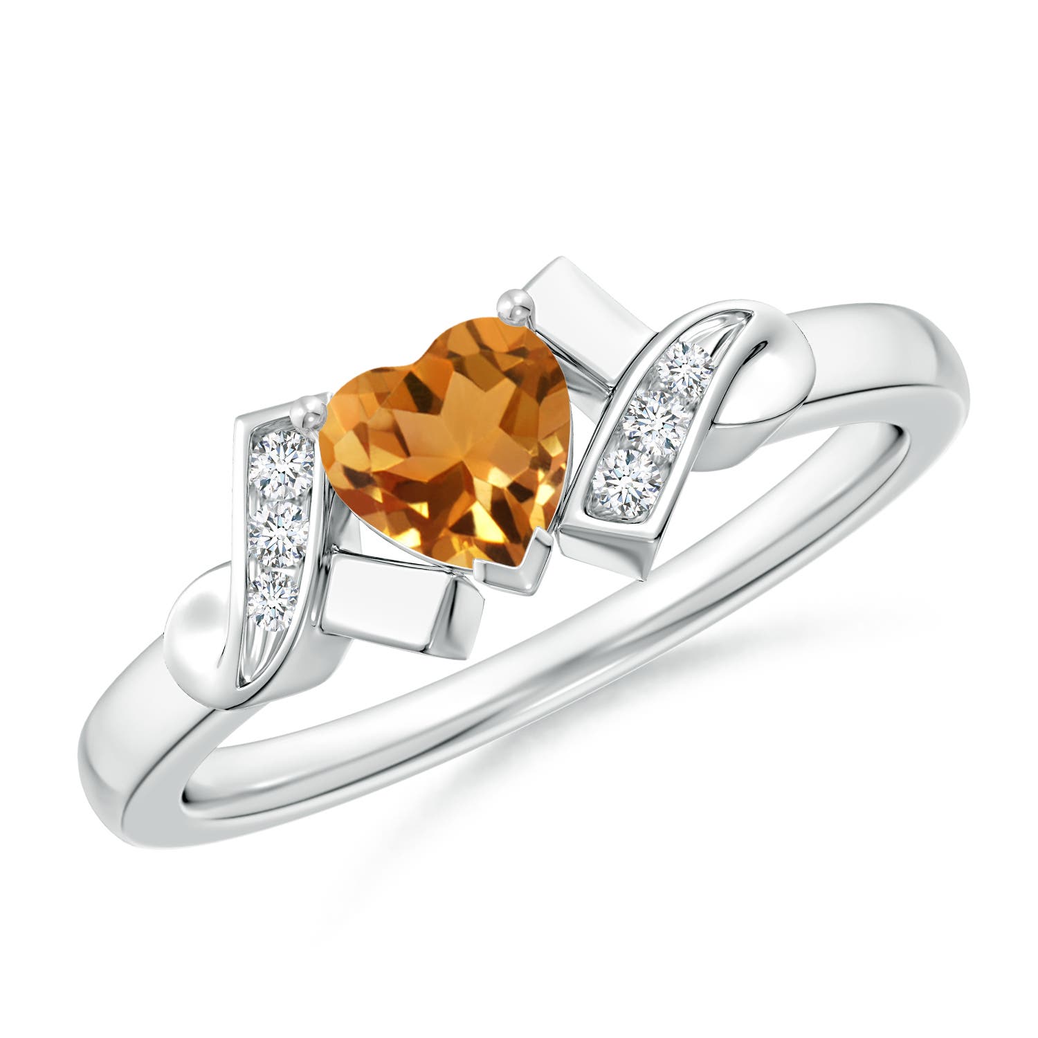 AA - Citrine / 0.41 CT / 14 KT White Gold