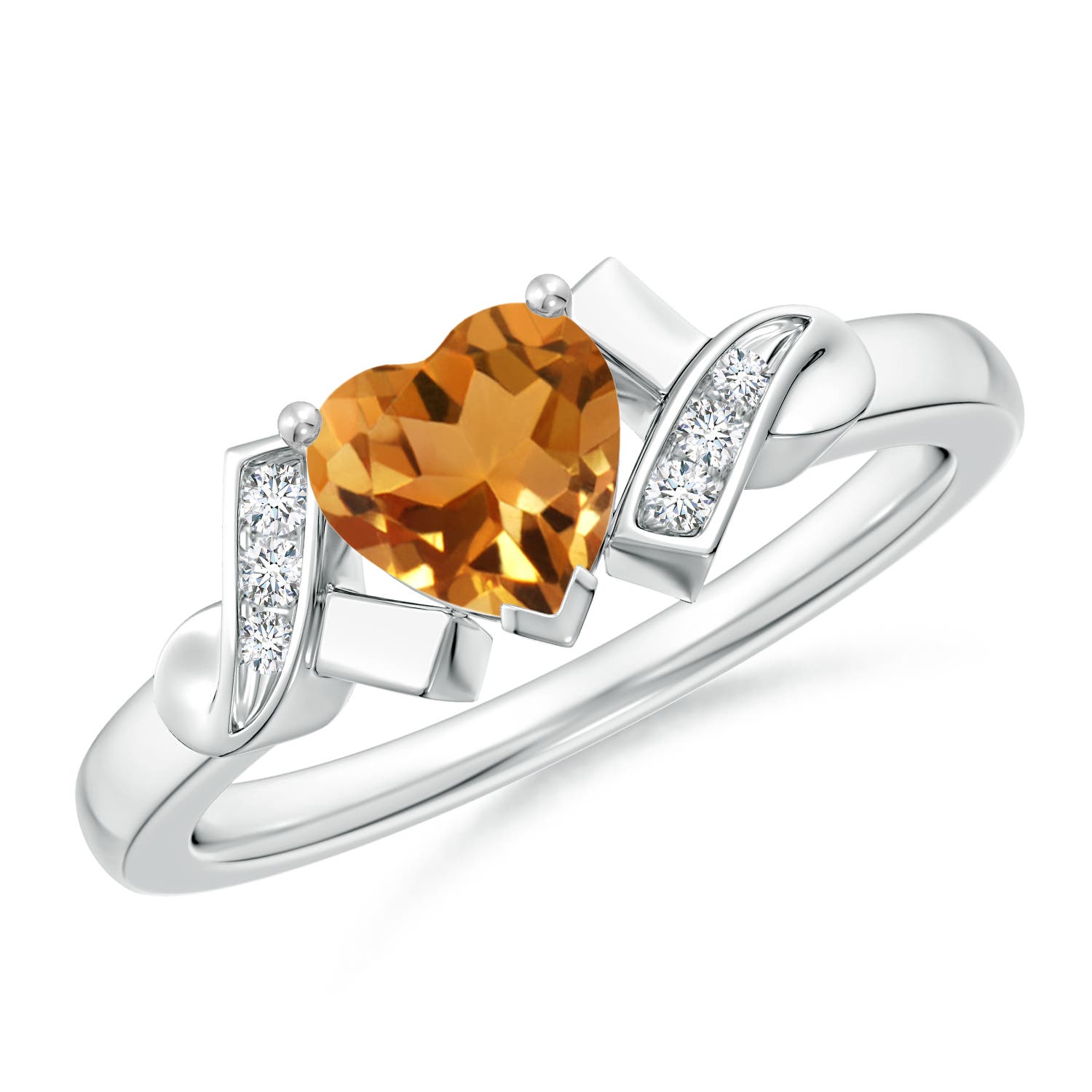 AA - Citrine / 0.76 CT / 14 KT White Gold