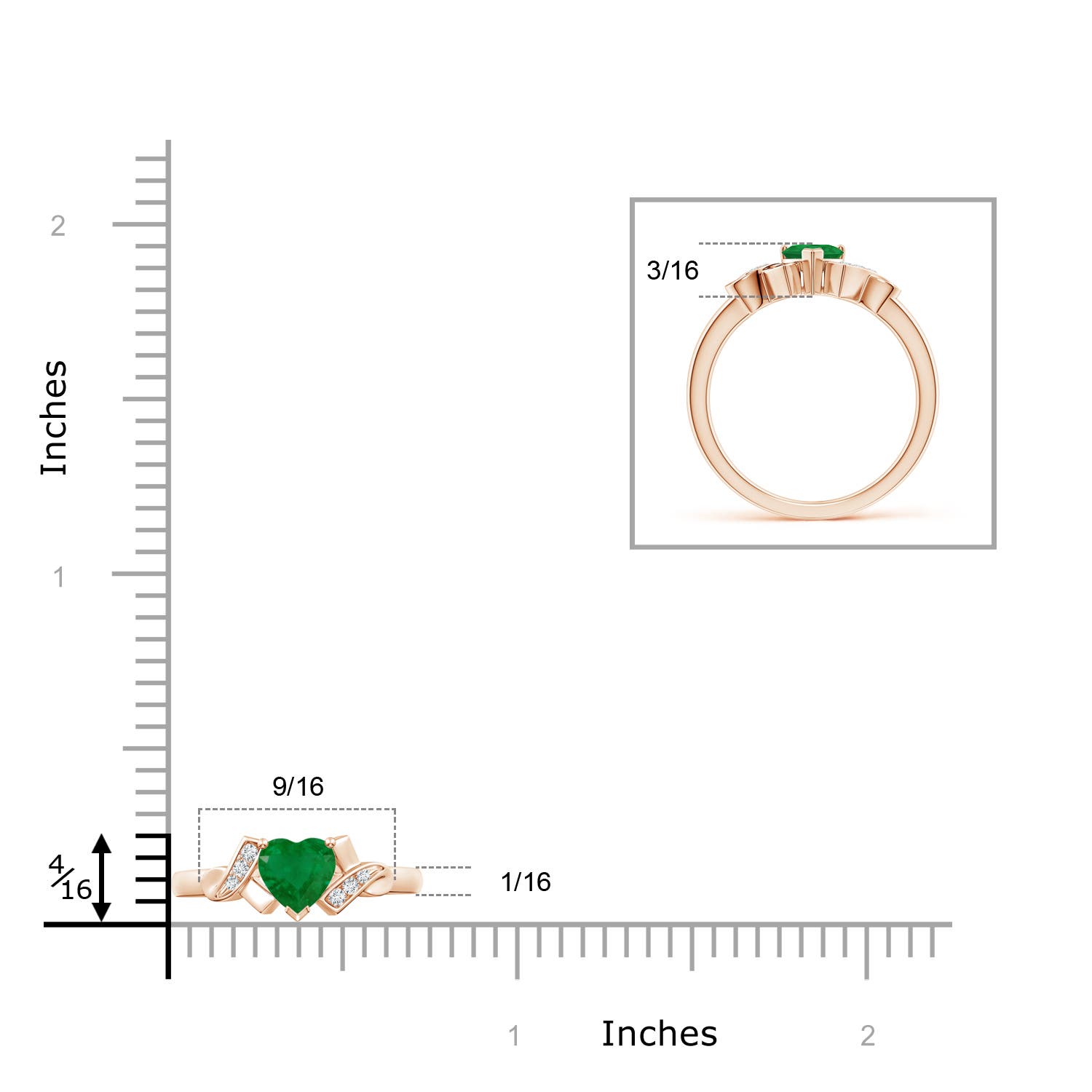 A - Emerald / 0.46 CT / 14 KT Rose Gold