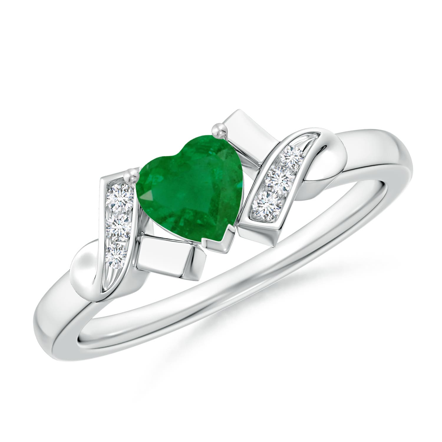 A - Emerald / 0.46 CT / 14 KT White Gold