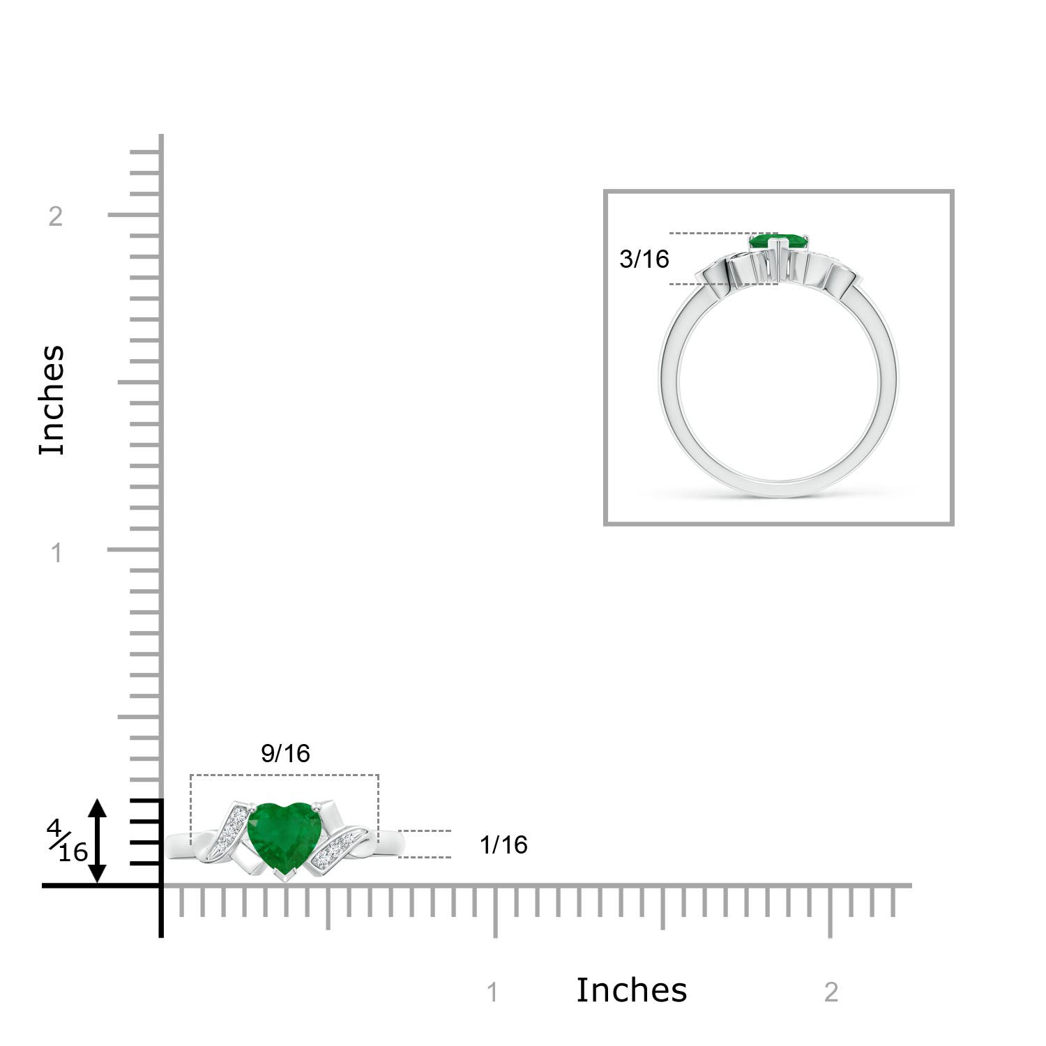 A - Emerald / 0.46 CT / 14 KT White Gold