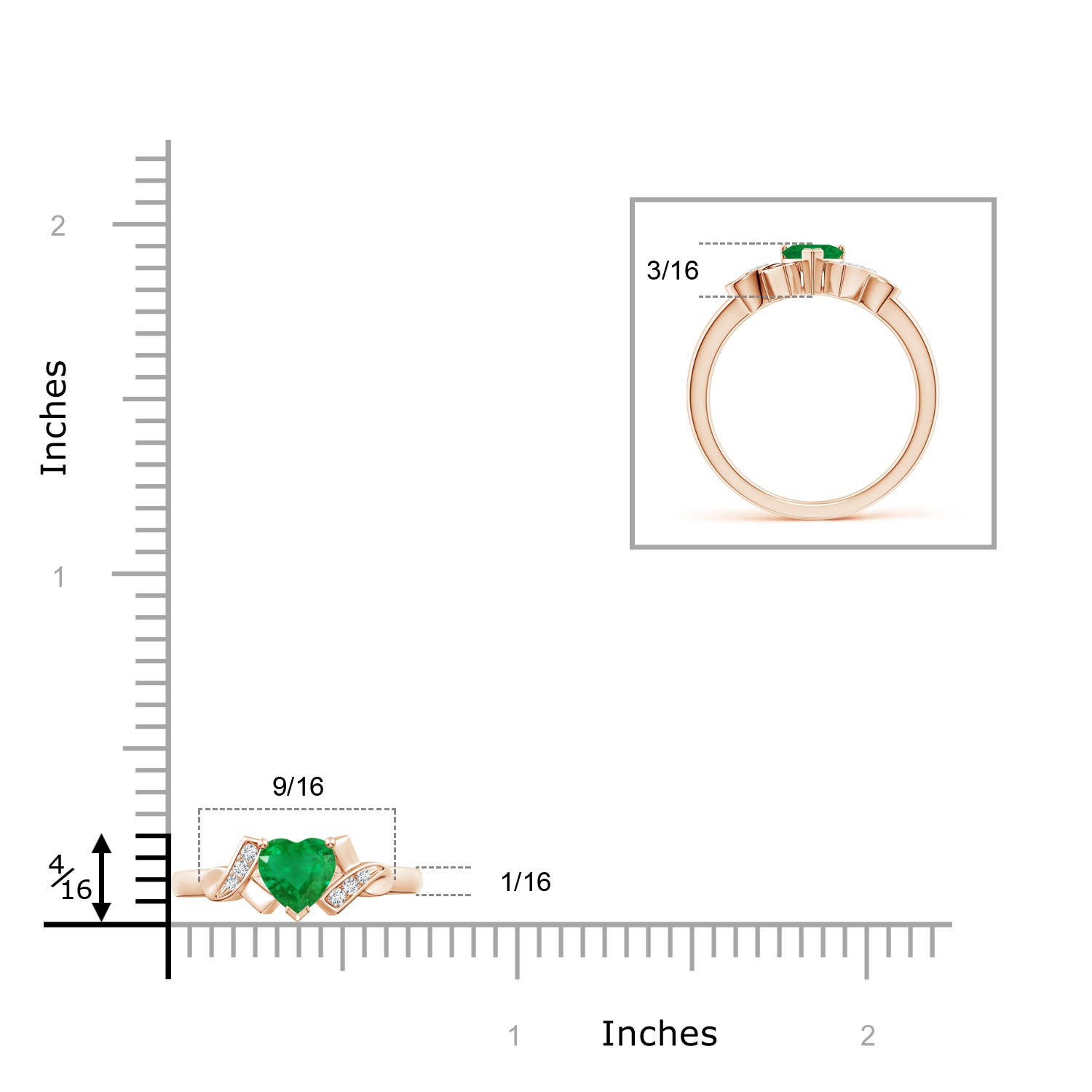 AA - Emerald / 0.46 CT / 14 KT Rose Gold