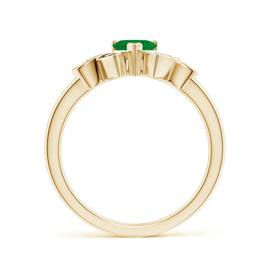 5mm AA Solitaire Emerald Heart Ring with Diamond Accents in Yellow Gold side-1
