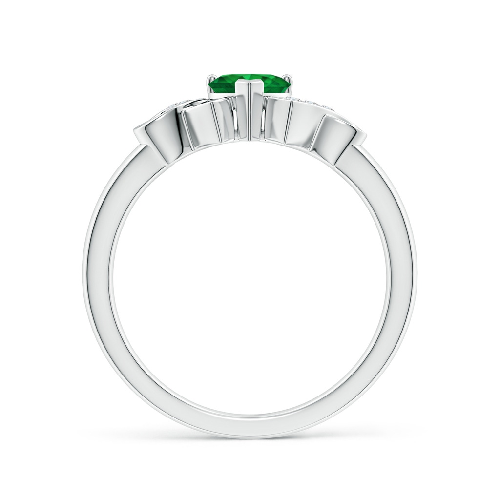 5mm AAA Solitaire Emerald Heart Ring with Diamond Accents in White Gold Side-1