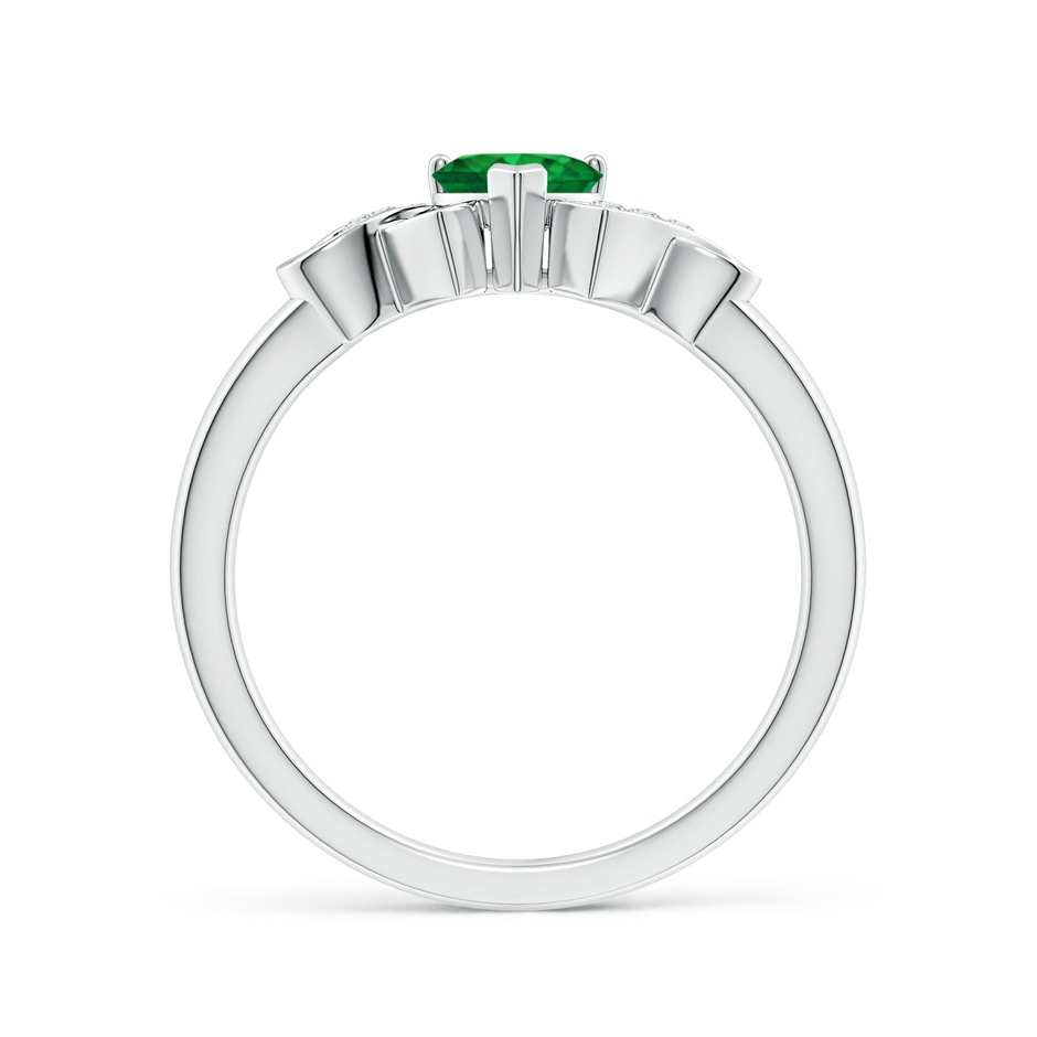 5mm AAA Solitaire Emerald Heart Ring with Diamond Accents in White Gold Side-1