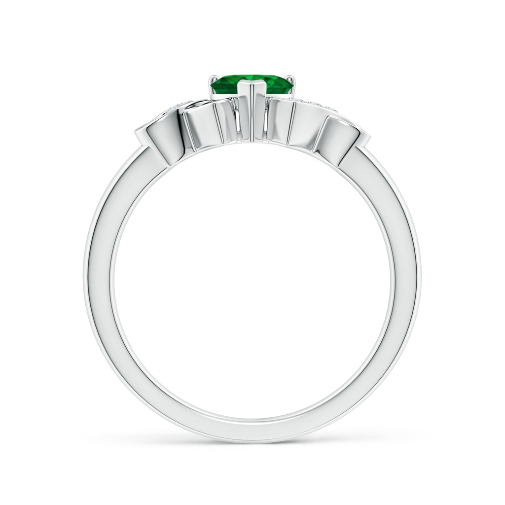 5mm AAAA Solitaire Emerald Heart Ring with Diamond Accents in P950 Platinum Side-1