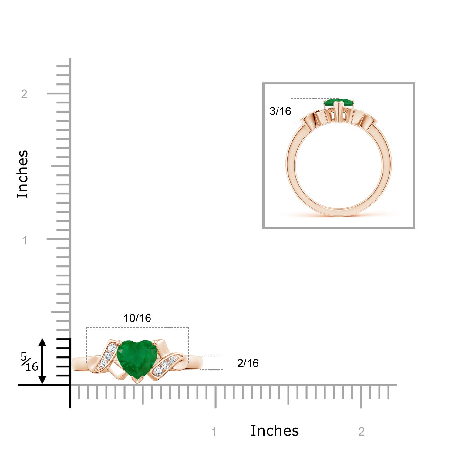 A - Emerald / 0.66 CT / 14 KT Rose Gold