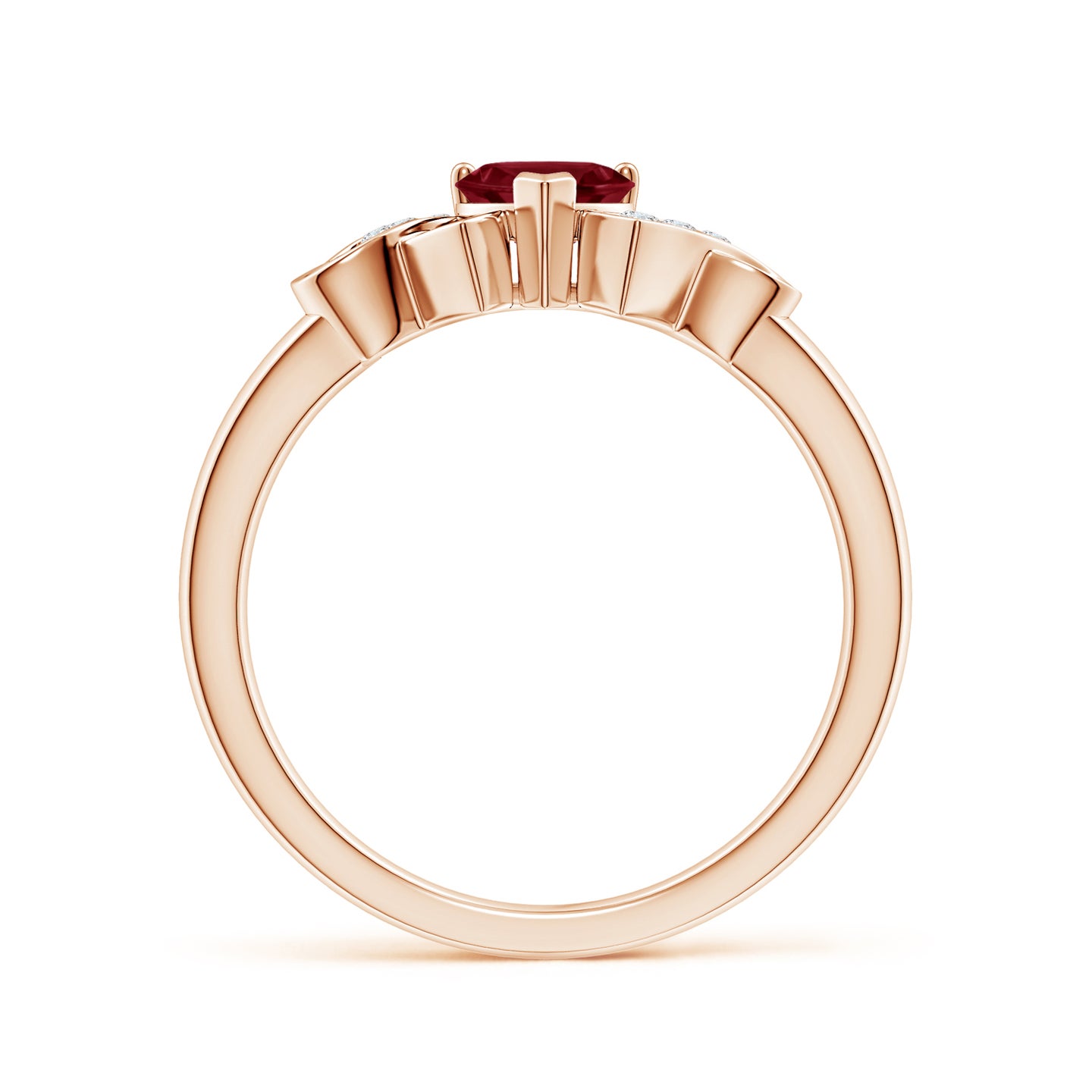 Solitaire Garnet Heart Ring with Diamond Accents