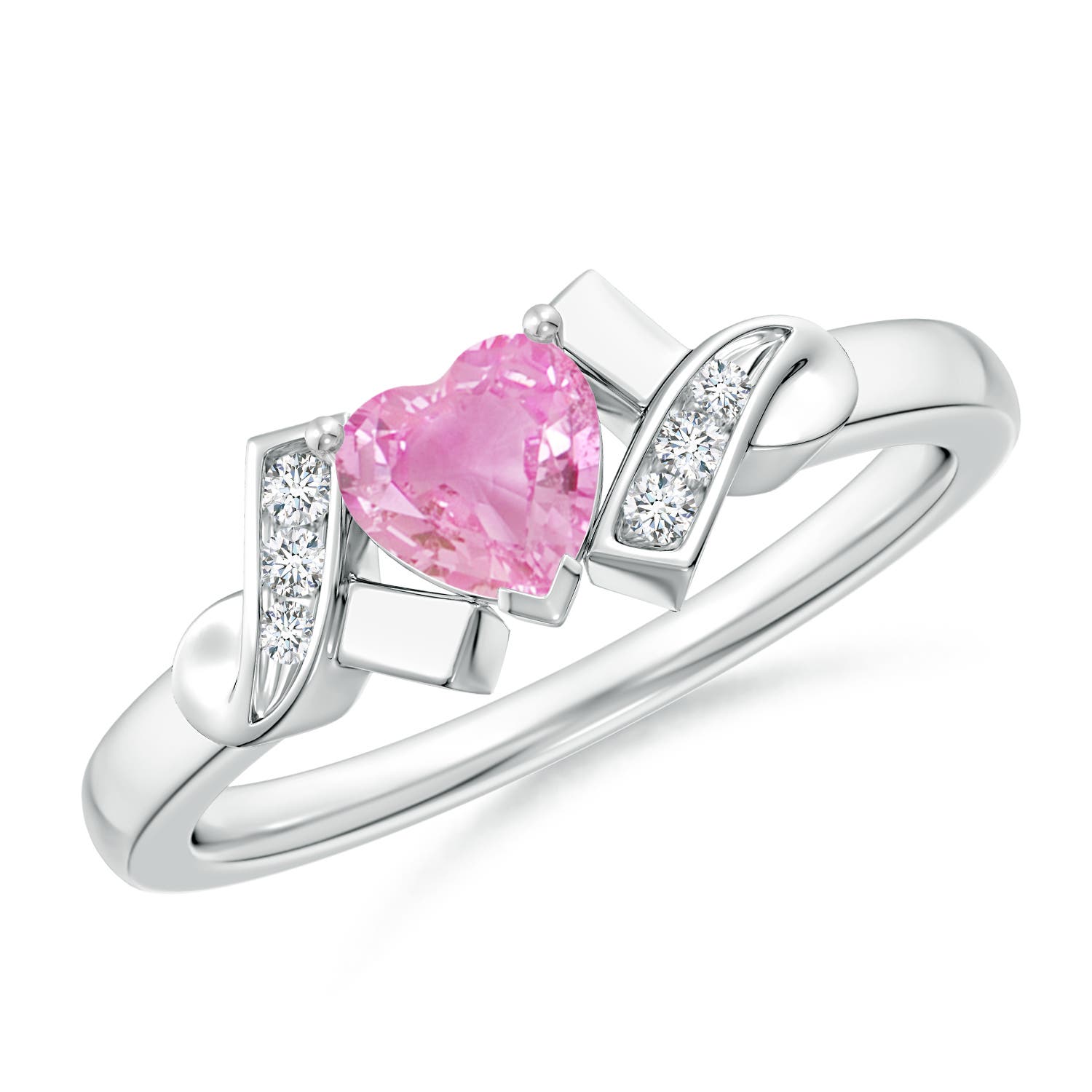 A - Pink Sapphire / 0.61 CT / 14 KT White Gold