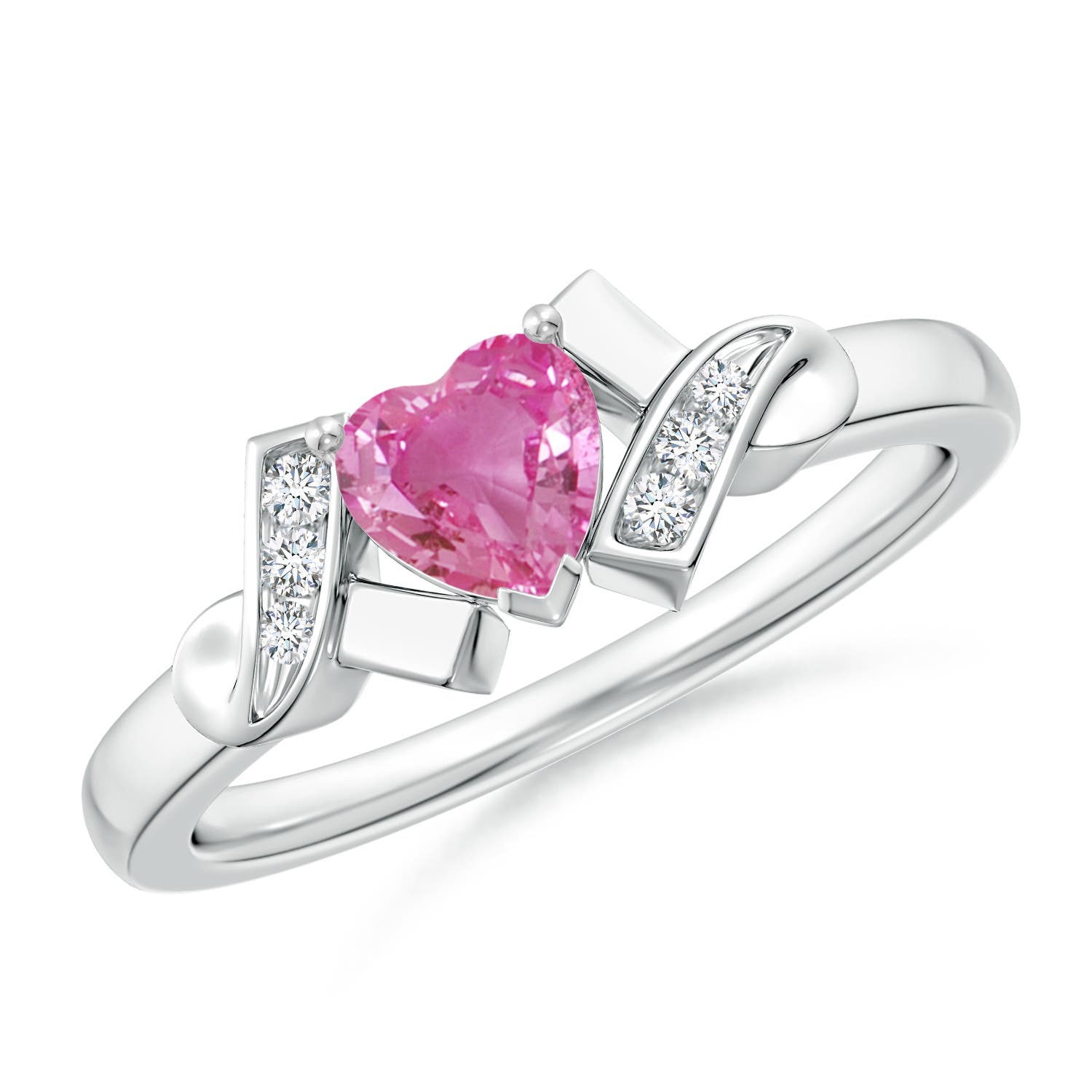 AAA - Pink Sapphire / 0.61 CT / 14 KT White Gold