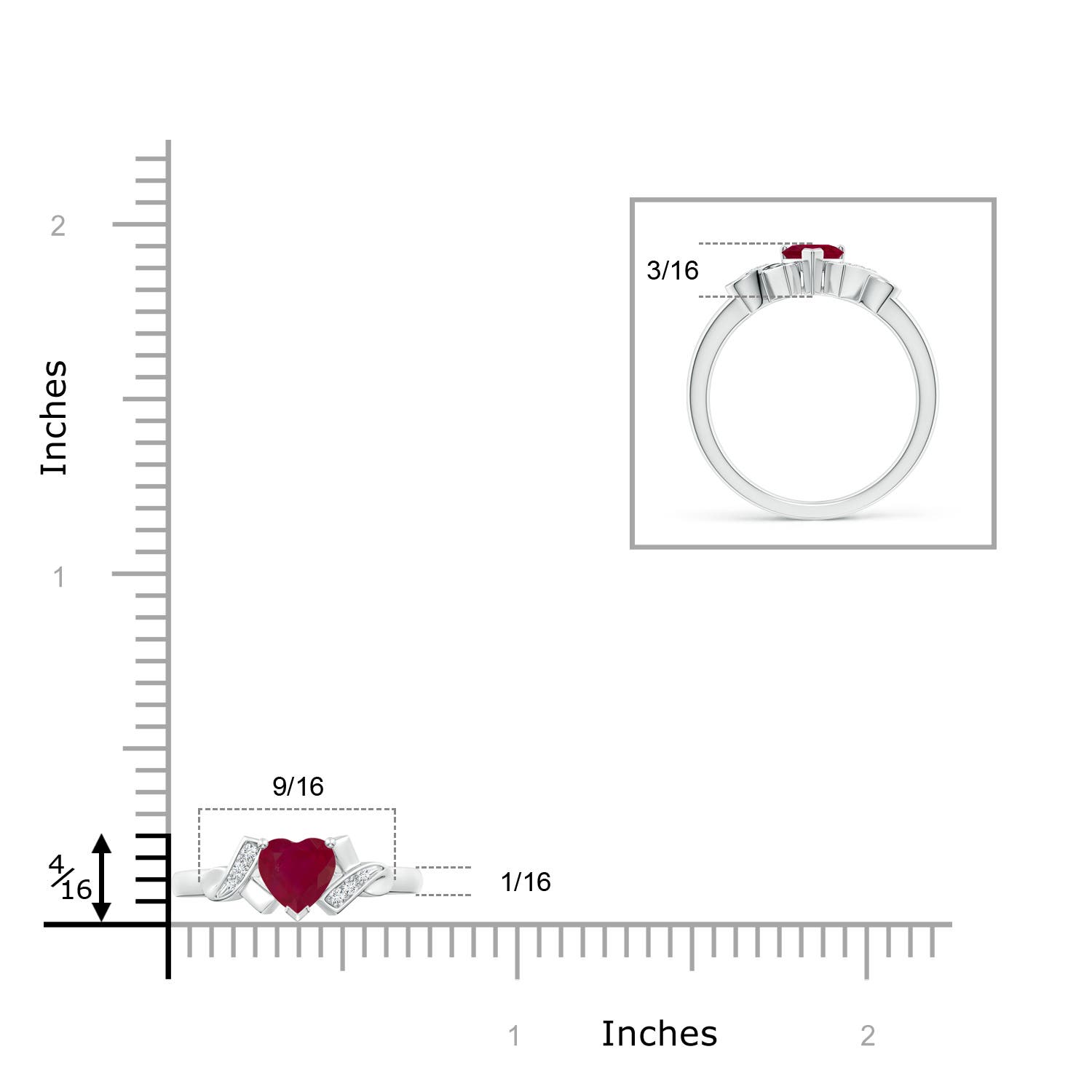 A - Ruby / 0.61 CT / 14 KT White Gold