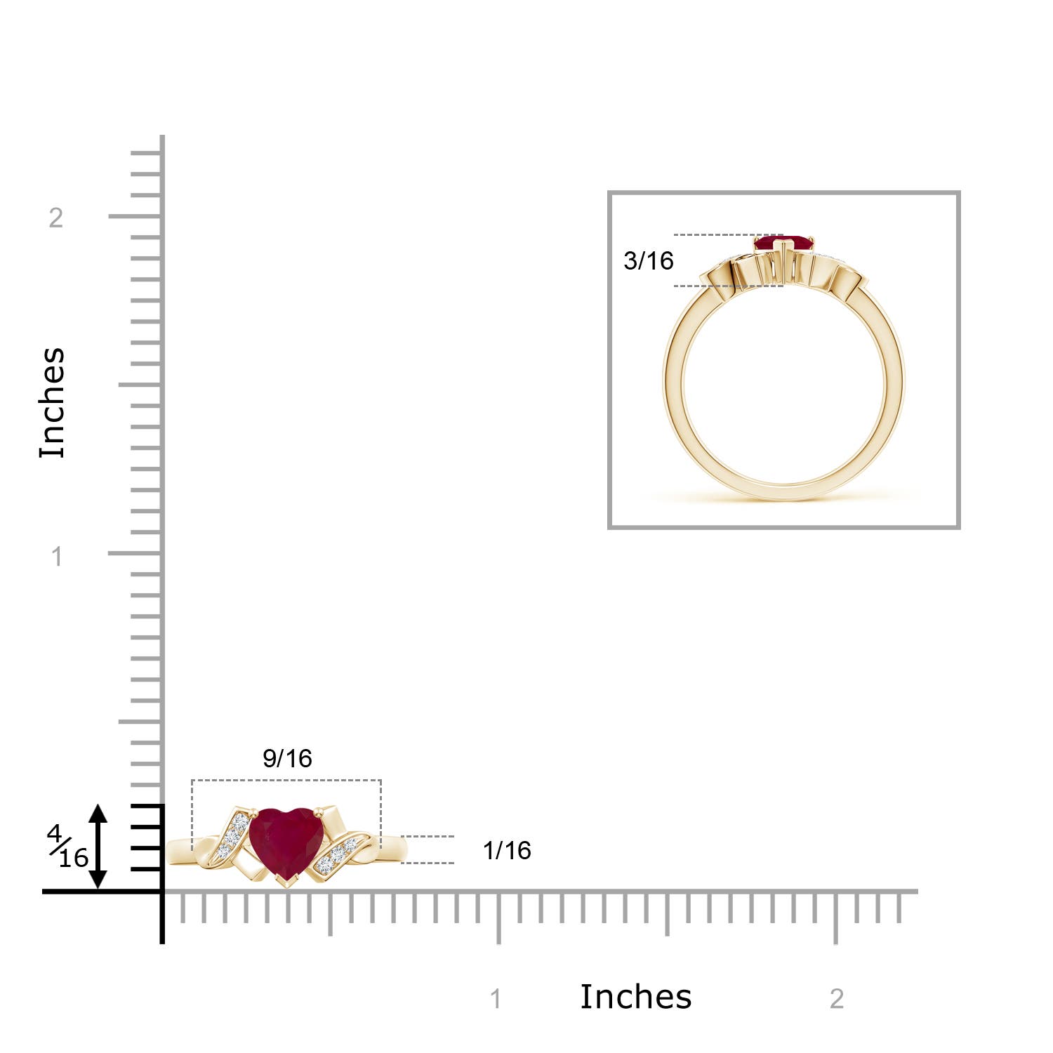 A - Ruby / 0.61 CT / 14 KT Yellow Gold